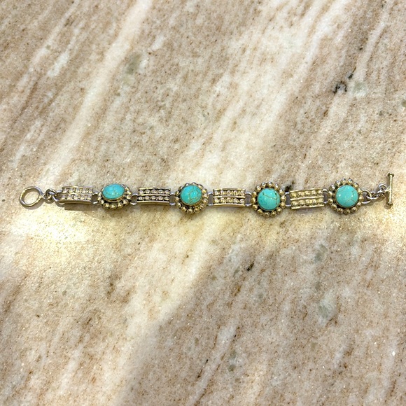 Beautiful Silver & Turquoise Made in Mexico Sterling Silver Bracelet - Picture 2 of 4